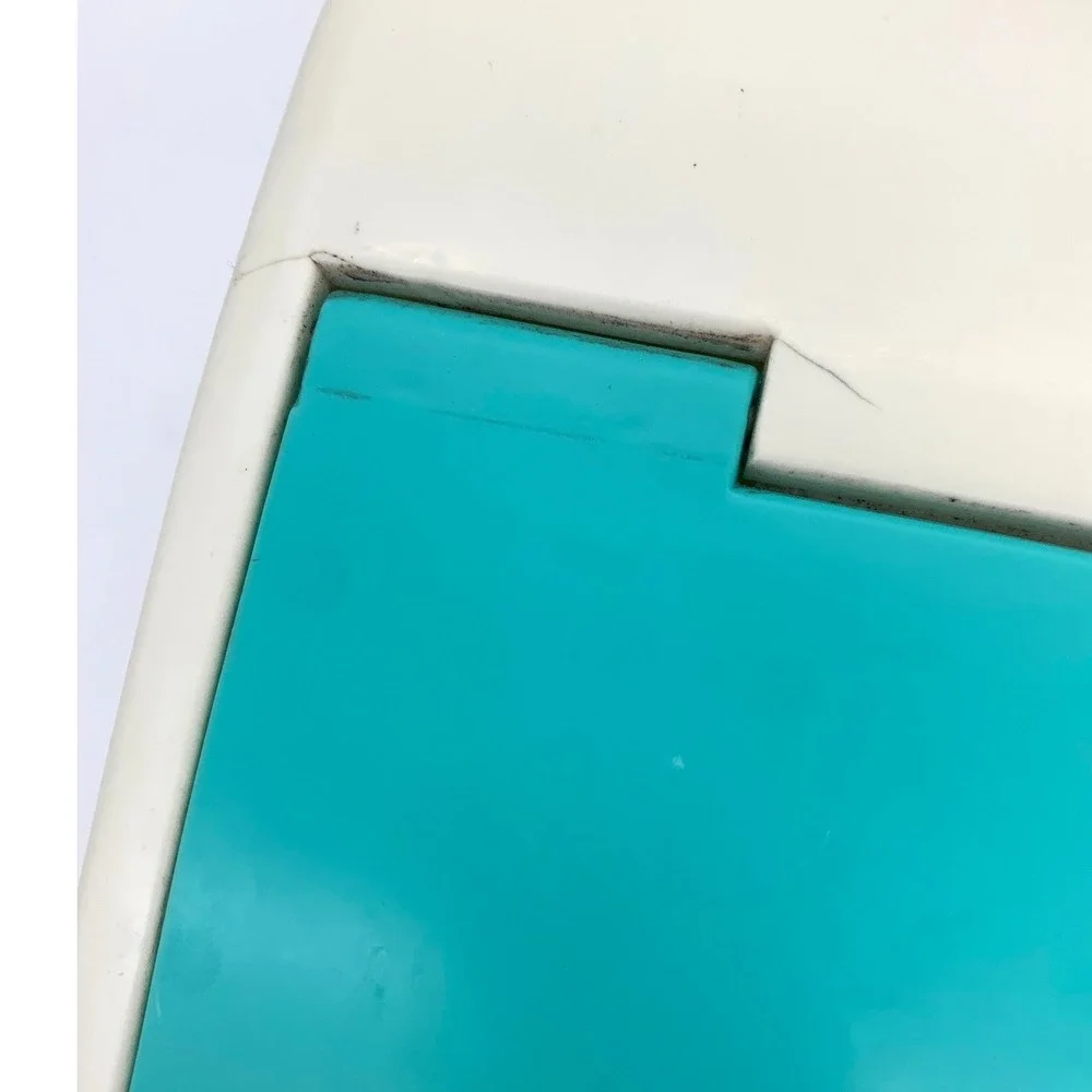 Vintage Plastic Bread Box Cream Teal Retro Kitchen Countertop Storage Bin